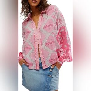 Free People Virgo Bay Button Shirt, Size XS
